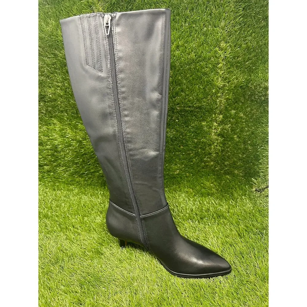 Dolce Vita Women's 6.5M Aldy Knee-High Stiletto Black Leather Boots